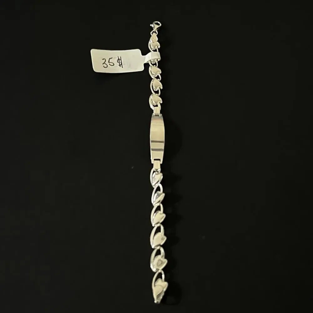 Esclava De Plata Para Niña Con Diseño De Corazones,Silver Bracelet - 5.5 Inch